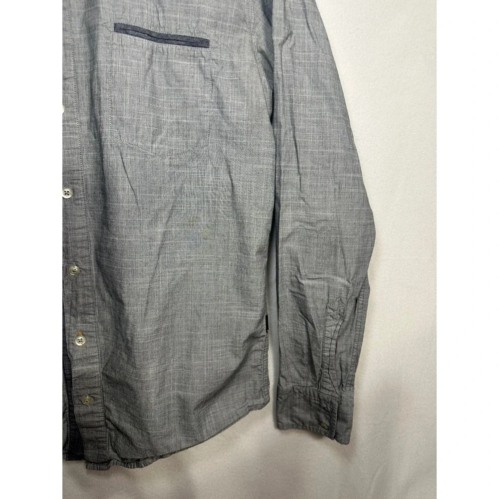 Hugo Boss Orange Mens Grey Crosshatch Button Down Long Sleeve‎ Shirt Large